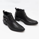 US Brass EASTWOOD Mens Harness Ankle Cowboy Boots Black