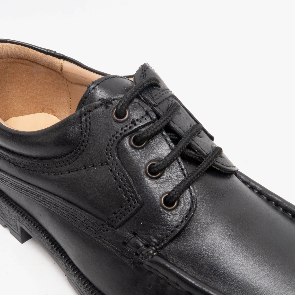 Roamers DANE Mens Lace-Up Apron Gibson Shoes Black