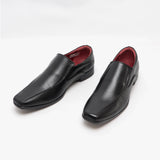US Brass RAVEN Mens Faux Leather Slip On Shoes Black