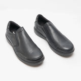 Hush Puppies AARON Mens Leather Slip On Shoes Black