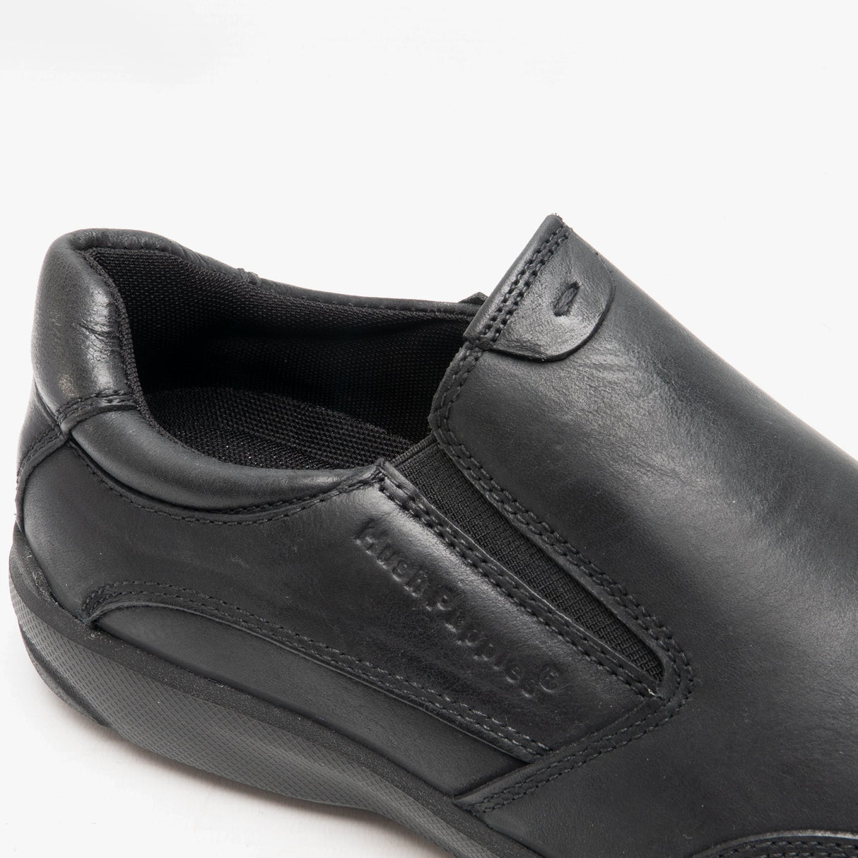 Hush Puppies AARON Mens Leather Slip On Shoes Black