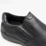 Hush Puppies AARON Mens Leather Slip On Shoes Black