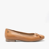 Hush Puppies NAOMI Womens Leather Ballerina Pumps Tan