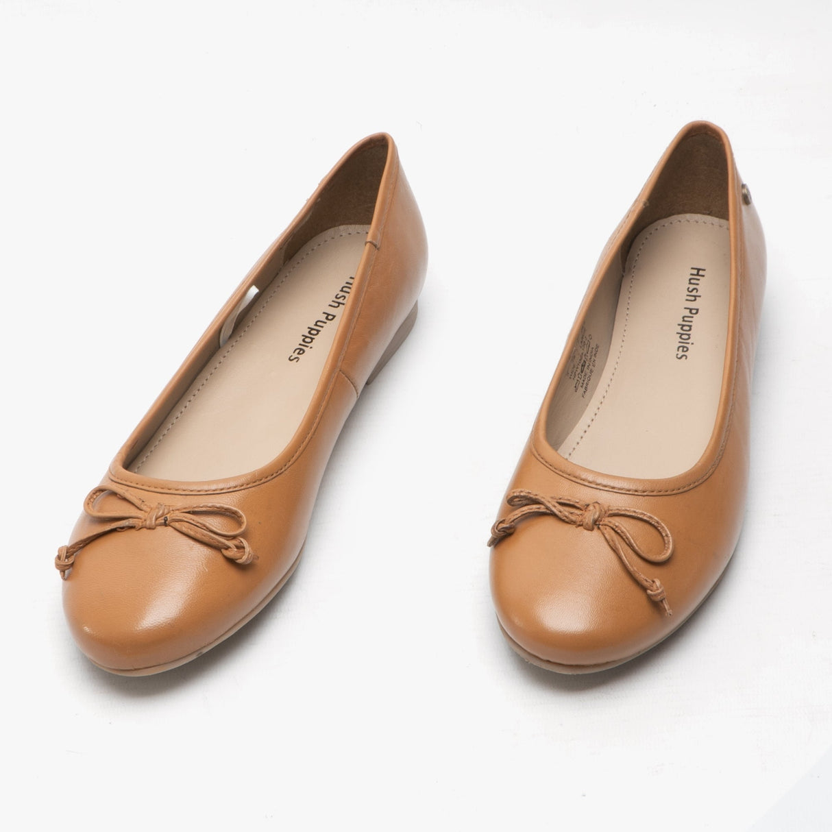 Hush Puppies NAOMI Womens Leather Ballerina Pumps Tan