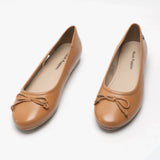 Hush Puppies NAOMI Womens Leather Ballerina Pumps Tan