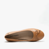 Hush Puppies NAOMI Womens Leather Ballerina Pumps Tan