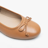 Hush Puppies NAOMI Womens Leather Ballerina Pumps Tan