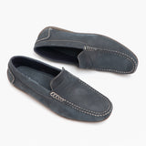 Hush Puppies ROSCOE Mens Nubuck Loafers Navy