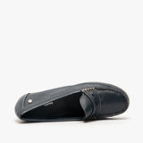 Hush Puppies PAIGE Womens Leather Loafers Navy