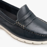 Hush Puppies PAIGE Womens Leather Loafers Navy