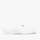 DEK ANGIE Womens Leather Mule Clogs Sandals White