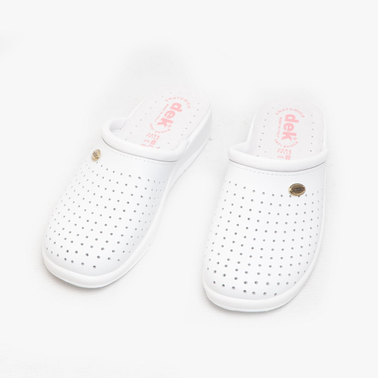 DEK ANGIE Womens Leather Mule Clogs Sandals White