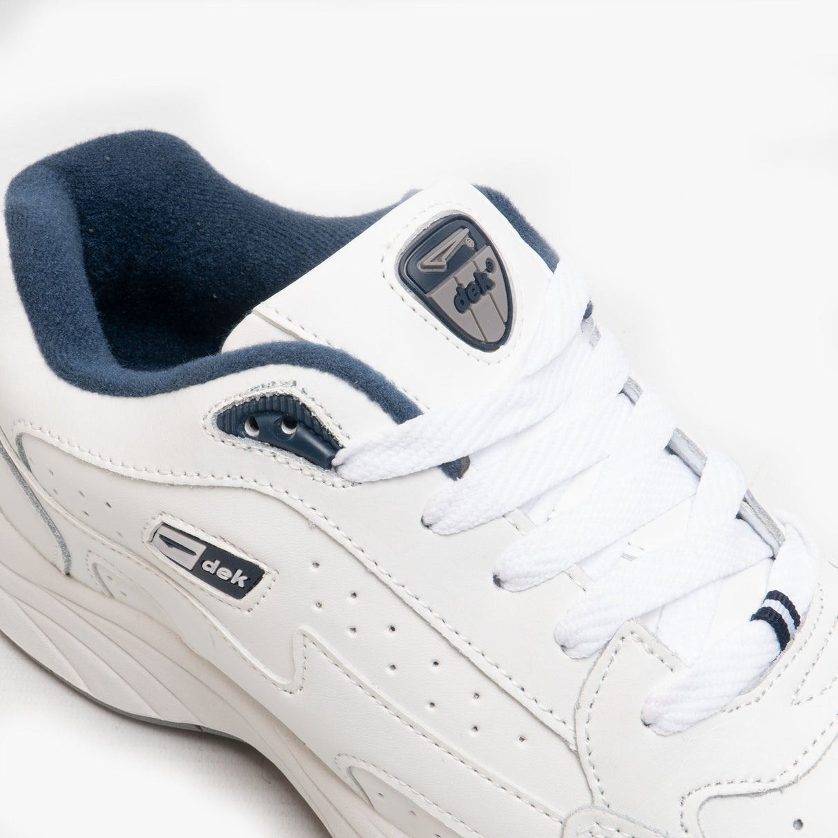 DEK ORLEANS Mens Coated Leather Trainers White