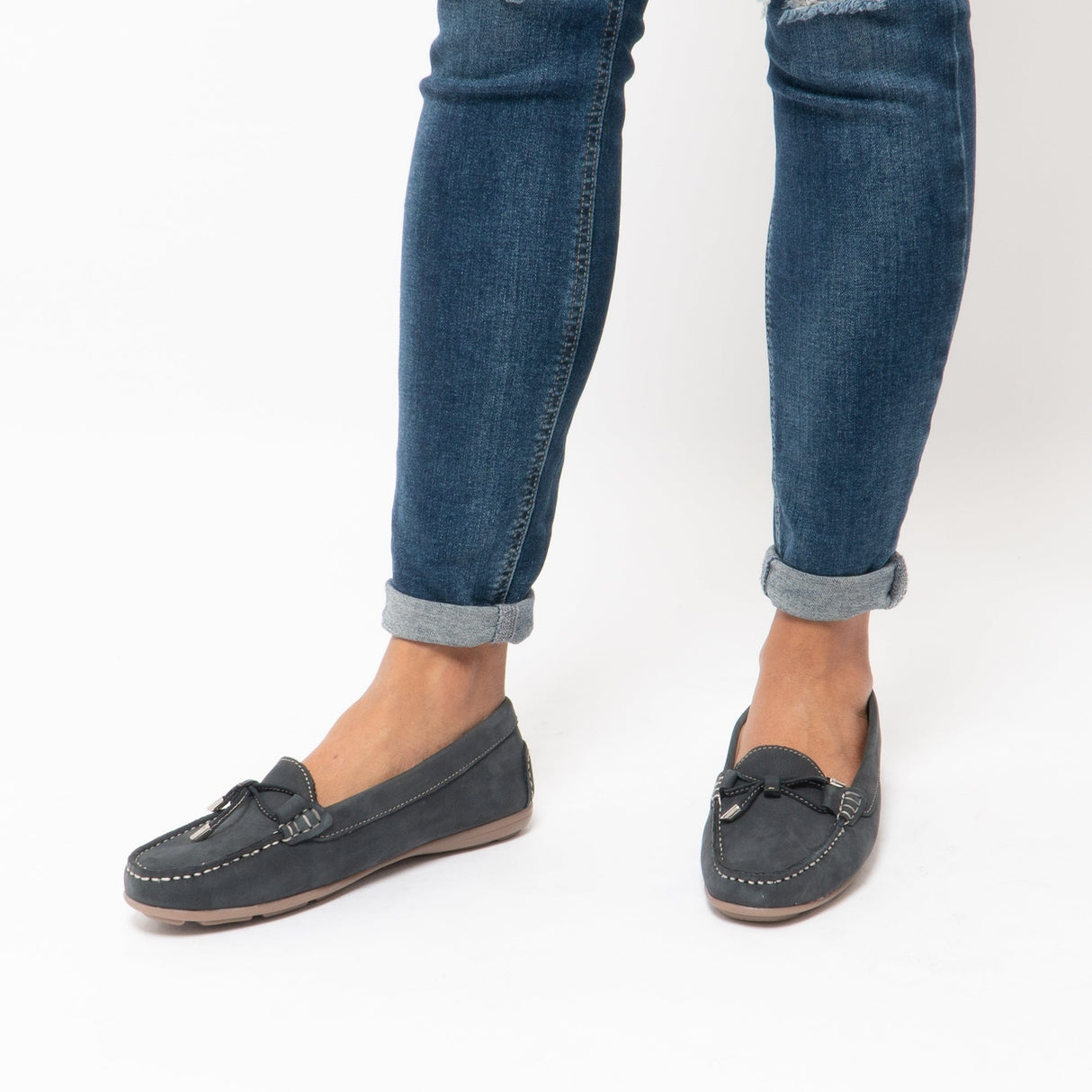 Hush Puppies MAGGIE Womens Nubuck Loafers Navy