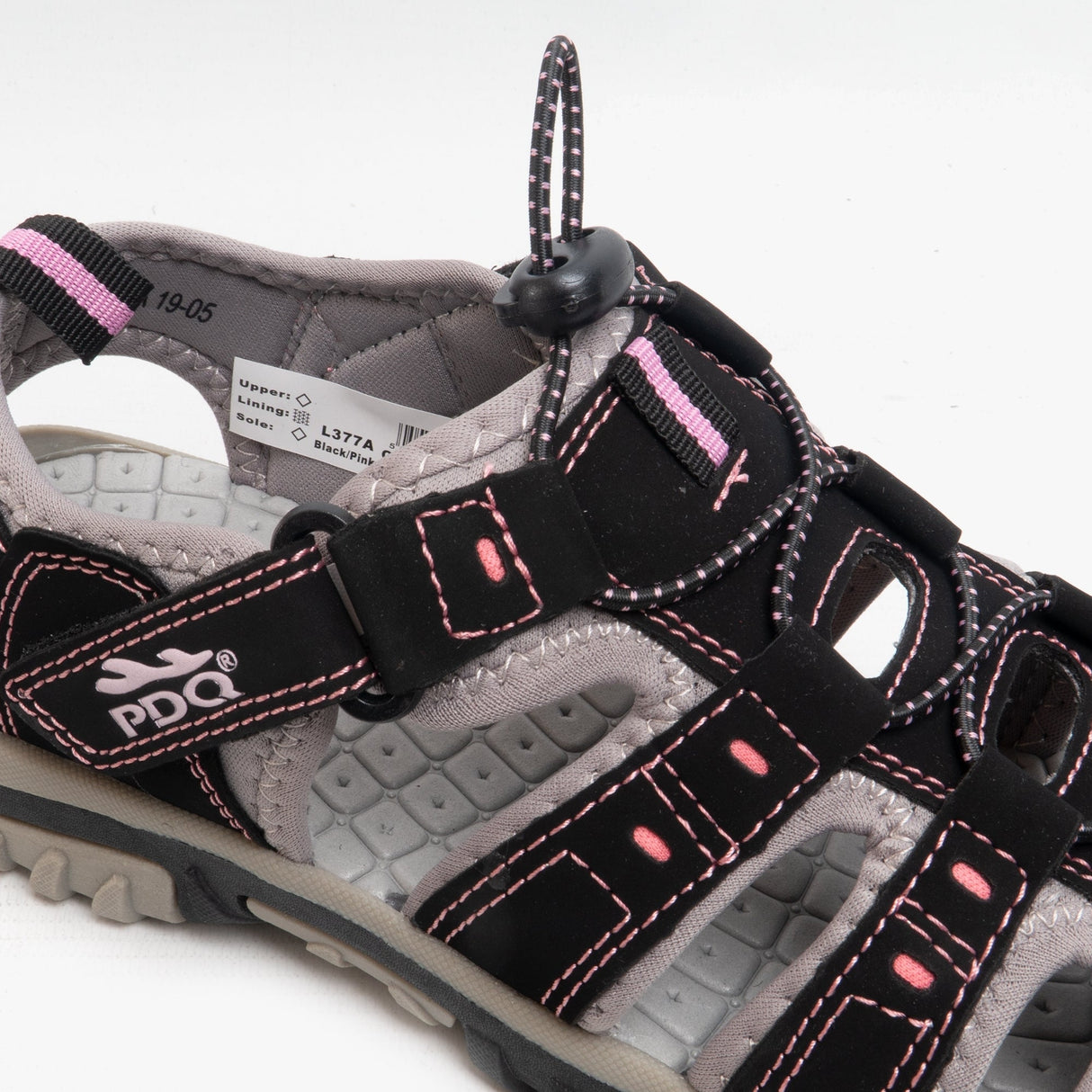 PDQ SASHA Womens Toggle & Velcro Summer Trail Sandals Black/Pink