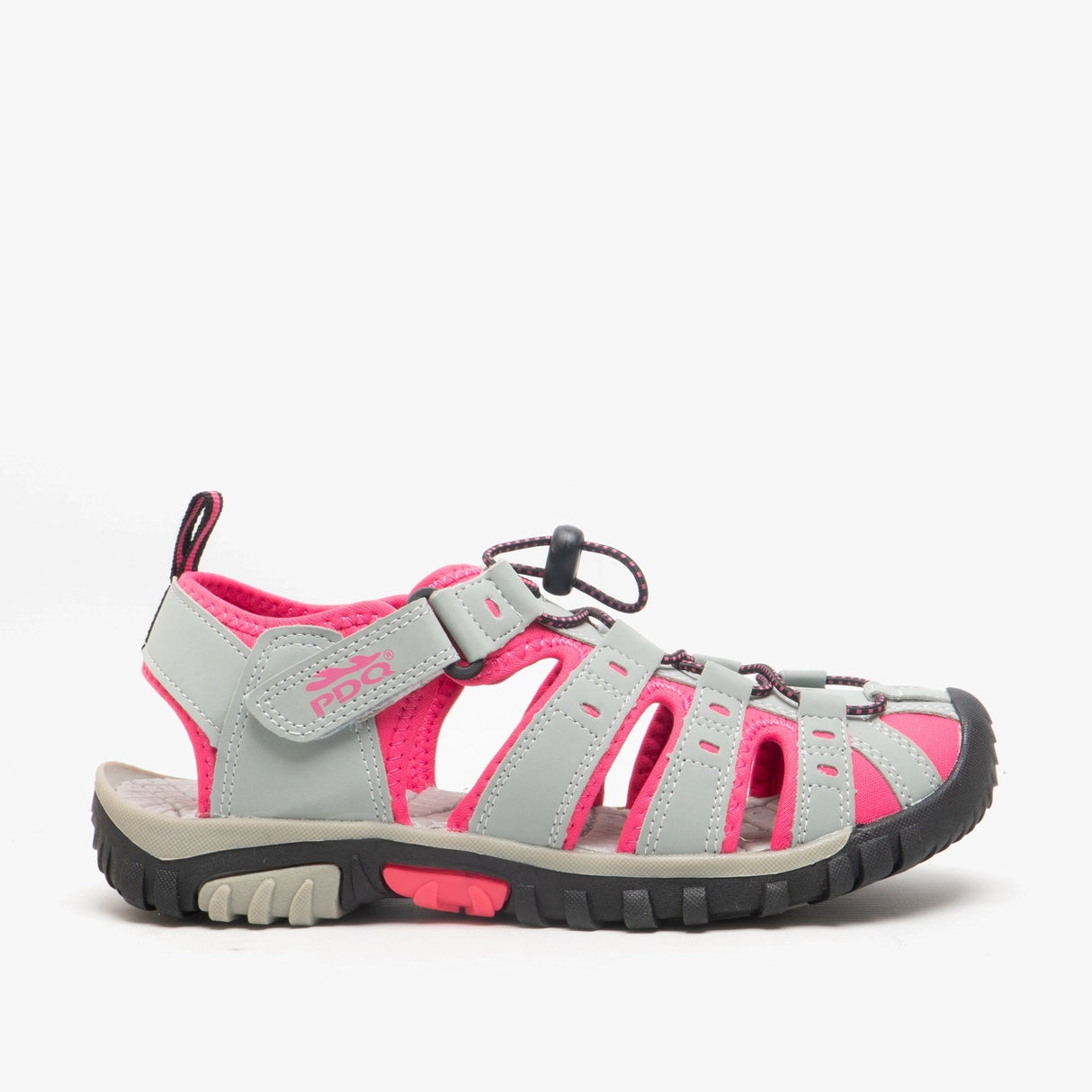 PDQ SASHA Womens Toggle & Velcro Summer Trail Sandals Grey/Fuchsia