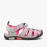 PDQ SASHA Womens Toggle & Velcro Summer Trail Sandals Grey/Fuchsia