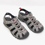 PDQ KEN Mens Nubuck Toggle Sandals Grey/Red