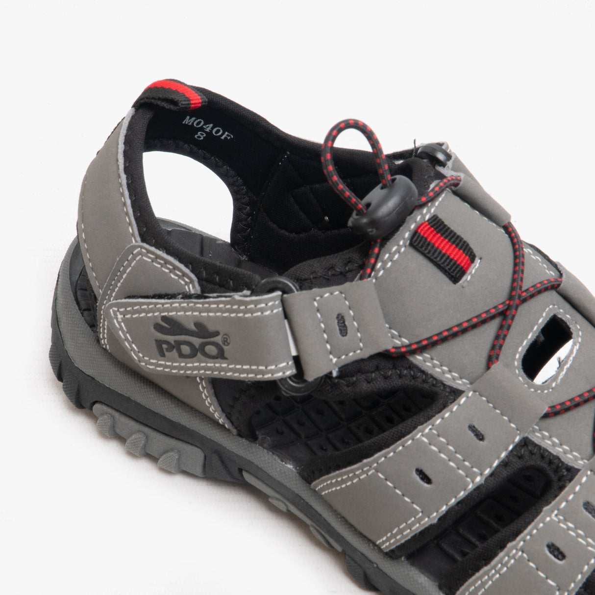 PDQ KEN Mens Nubuck Toggle Sandals Grey/Red