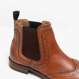 Roamers BLAKE Mens Leather Brogue Chelsea Boots Tan