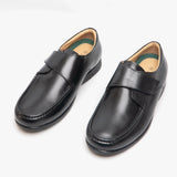 Roamers ALBIE Mens Leather Extra Wide Fit Touch Fasten Loafers Black