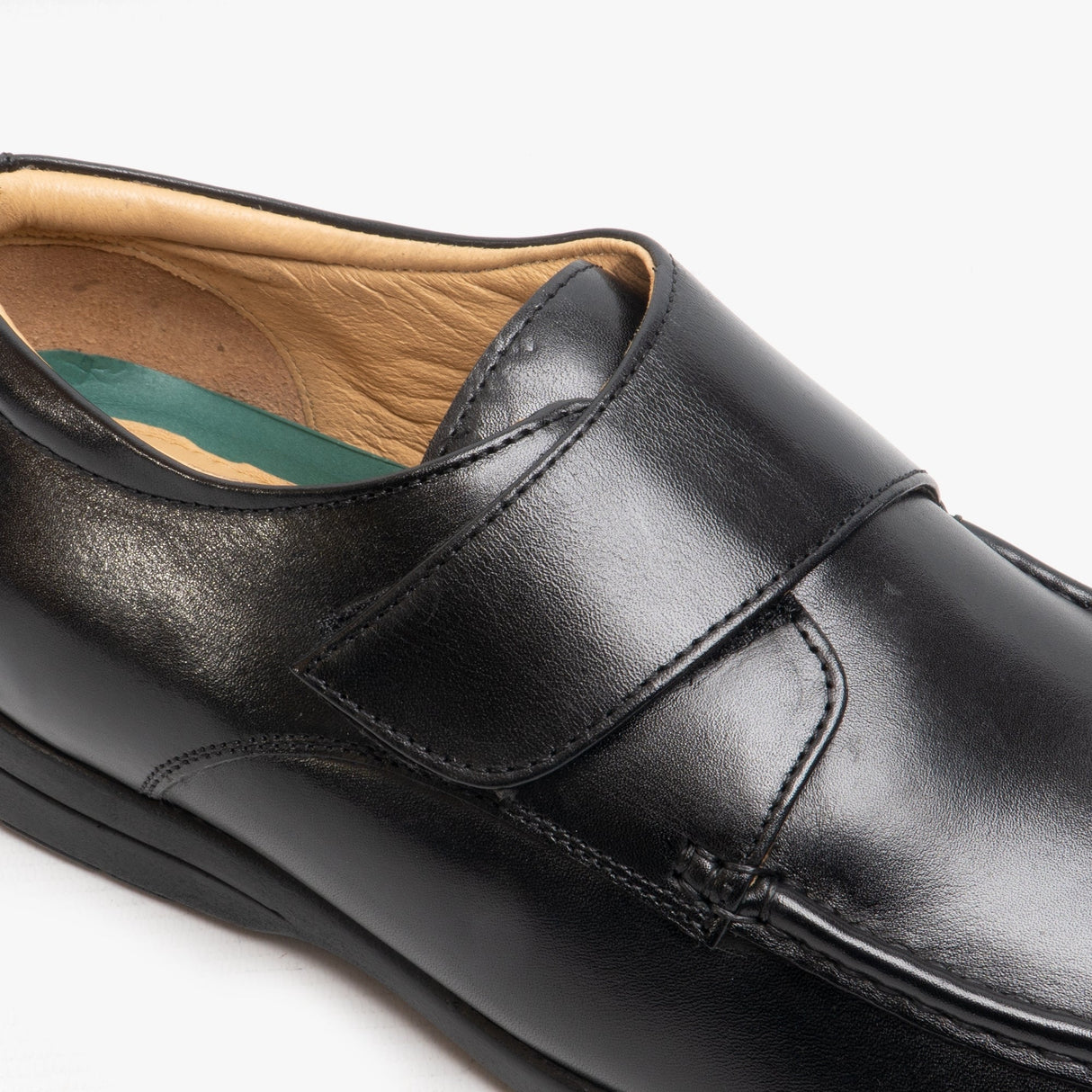 Roamers ALBIE Mens Leather Extra Wide Fit Touch Fasten Loafers Black