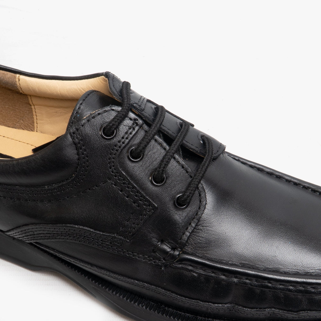 Roamers DYLAN Mens Leather Lace Up Apron Shoes Black