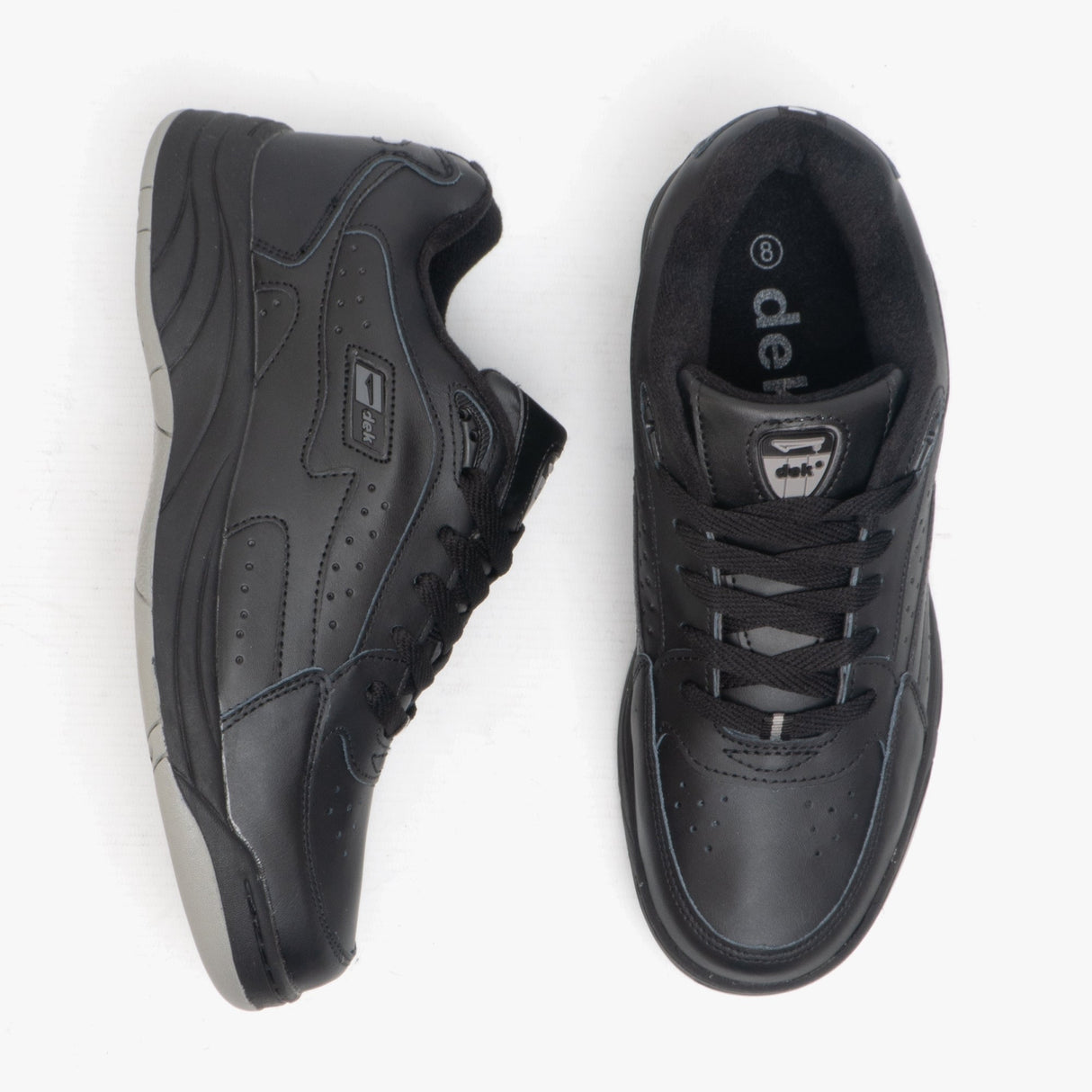 DEK ORLEANS Mens Coated Leather Trainers Black