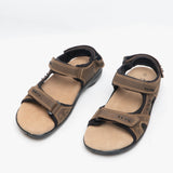 Roamers JASPER Mens Leather Velcro Sports Sandals Brown