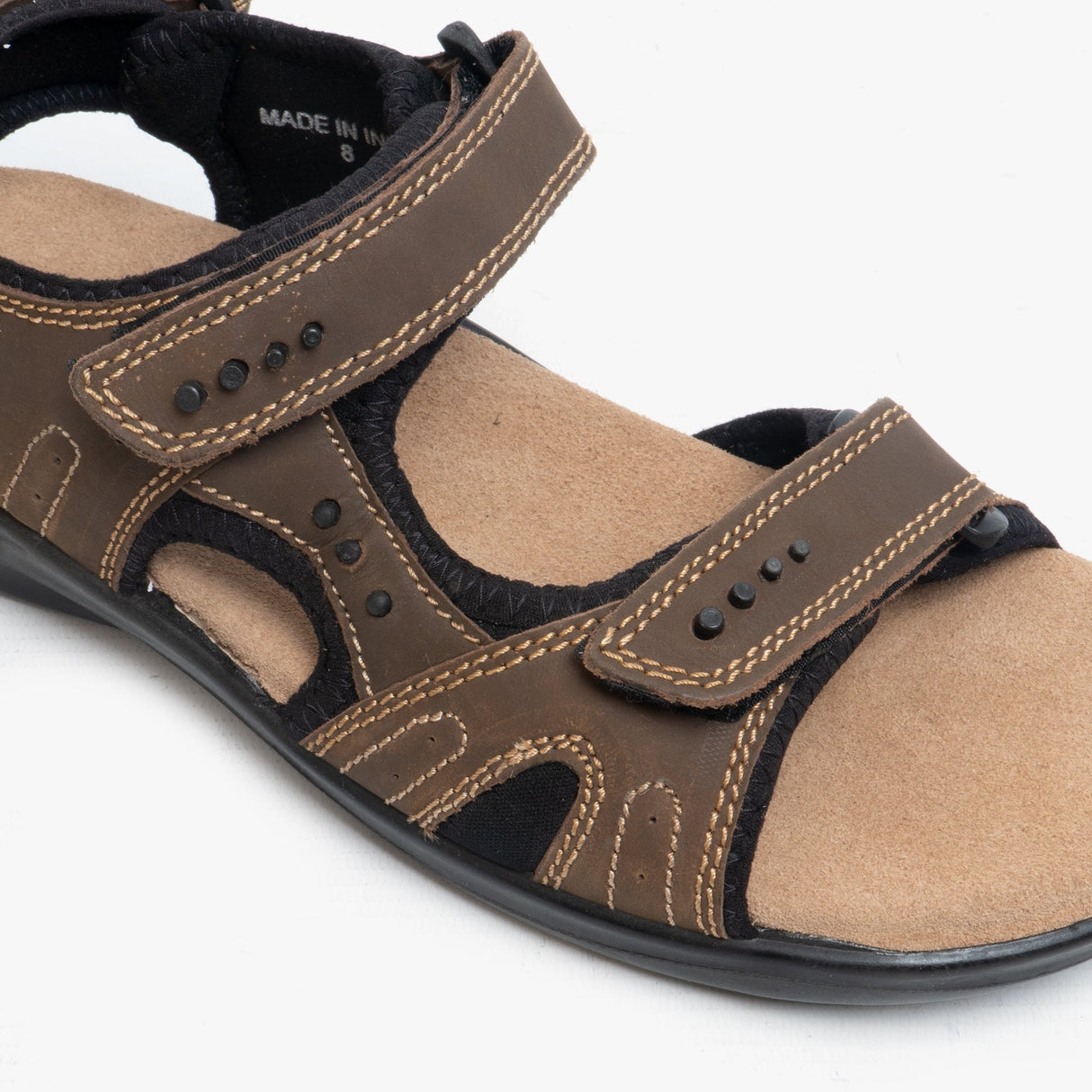 Roamers JASPER Mens Leather Velcro Sports Sandals Brown