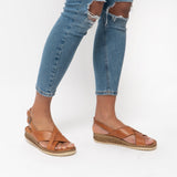 Hush Puppies ELENA Womens Leather Sandals Tan