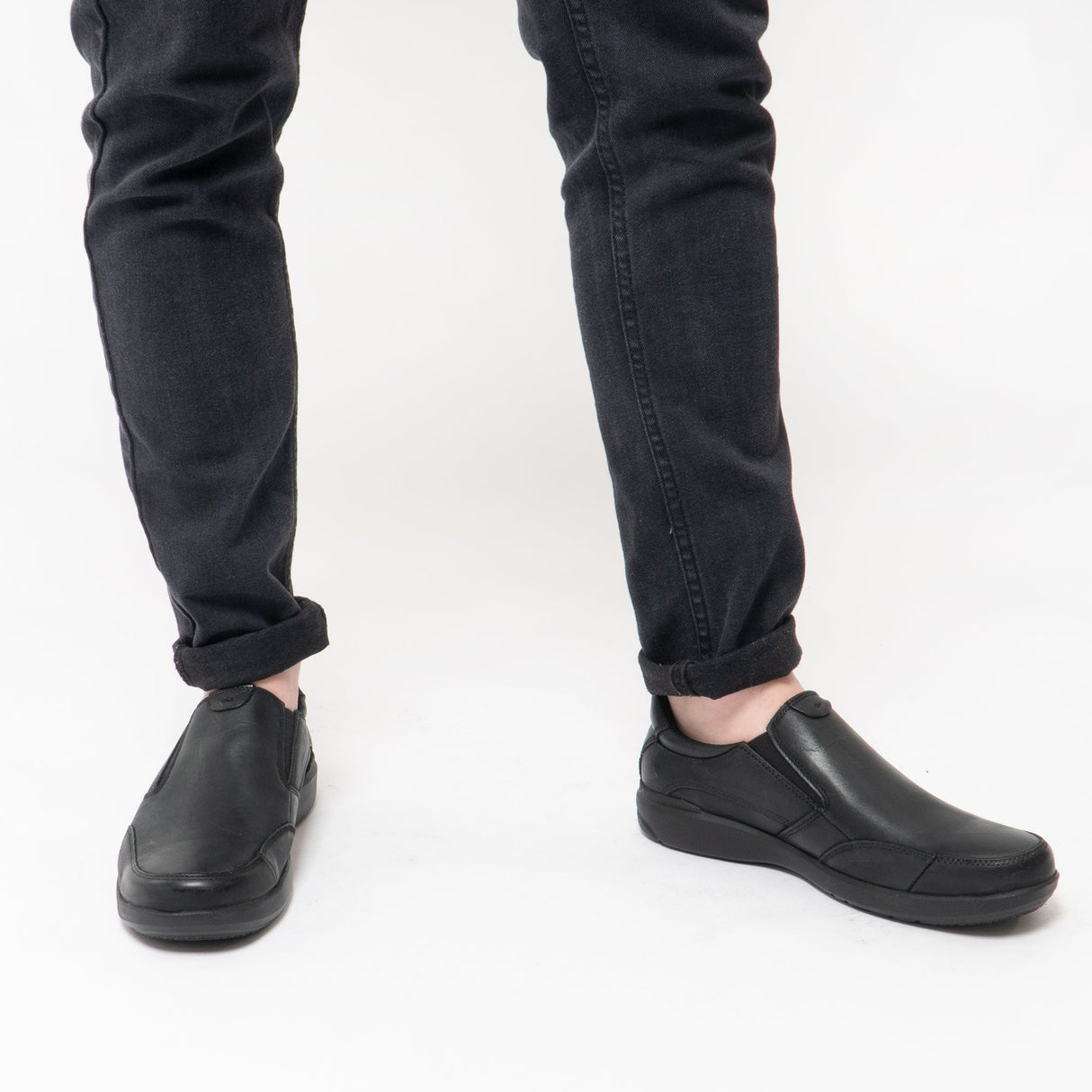 Hush Puppies AARON Mens Leather Slip On Shoes Black