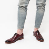 Base London CAST Mens Leather Brogue Shoes Bordo