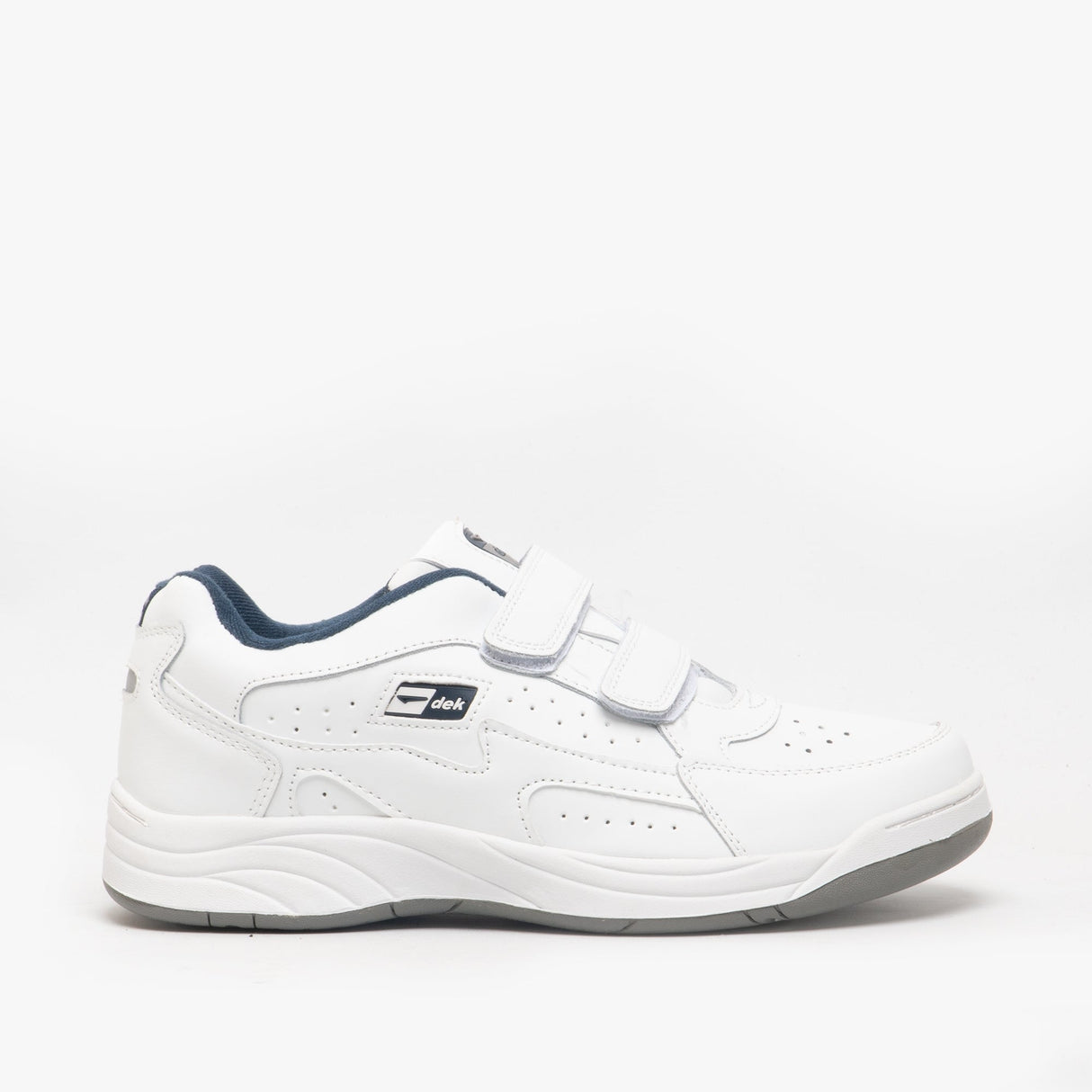 DEK ARIZONA Mens Leather Twin Velcro Trainers White
