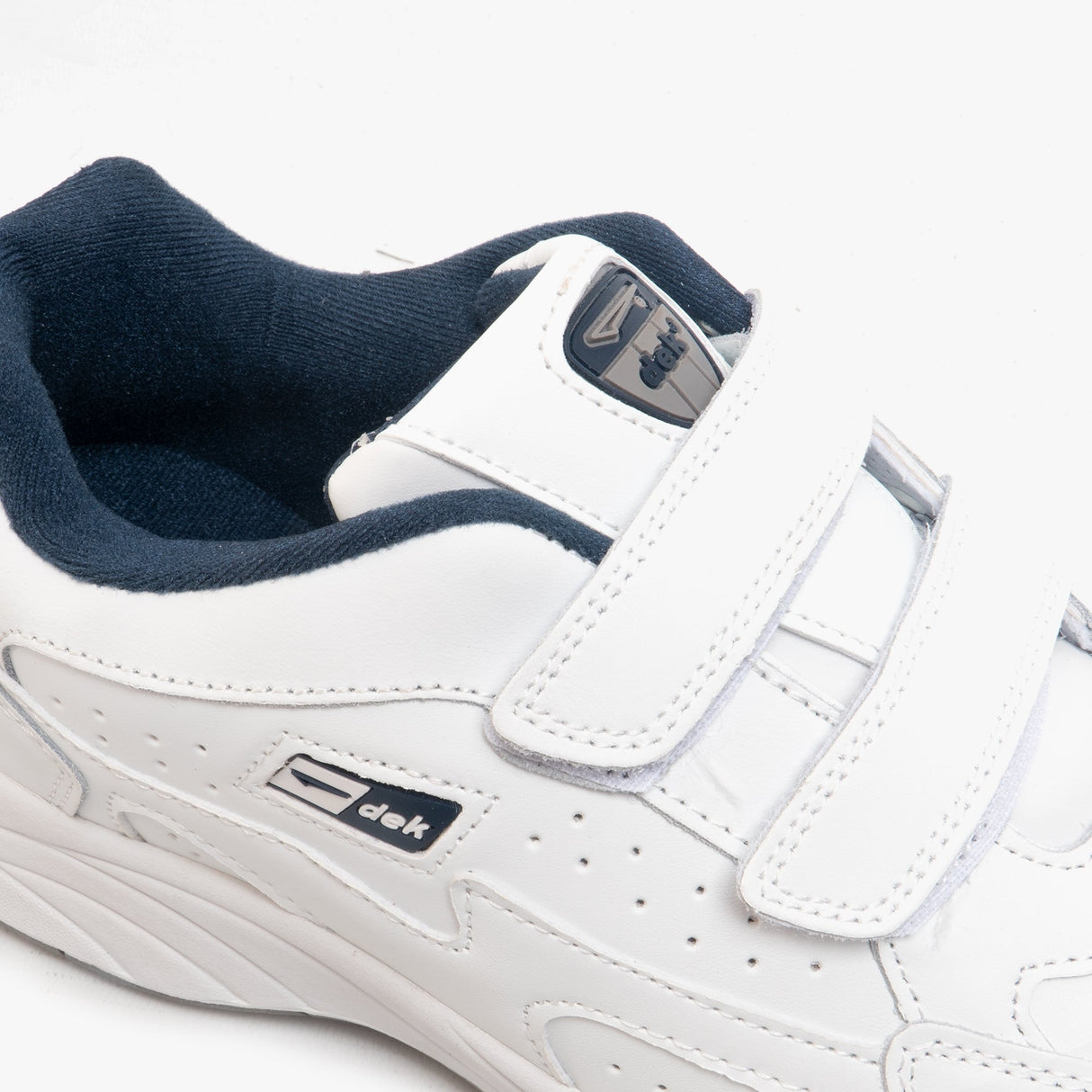 DEK ARIZONA Mens Leather Twin Velcro Trainers White