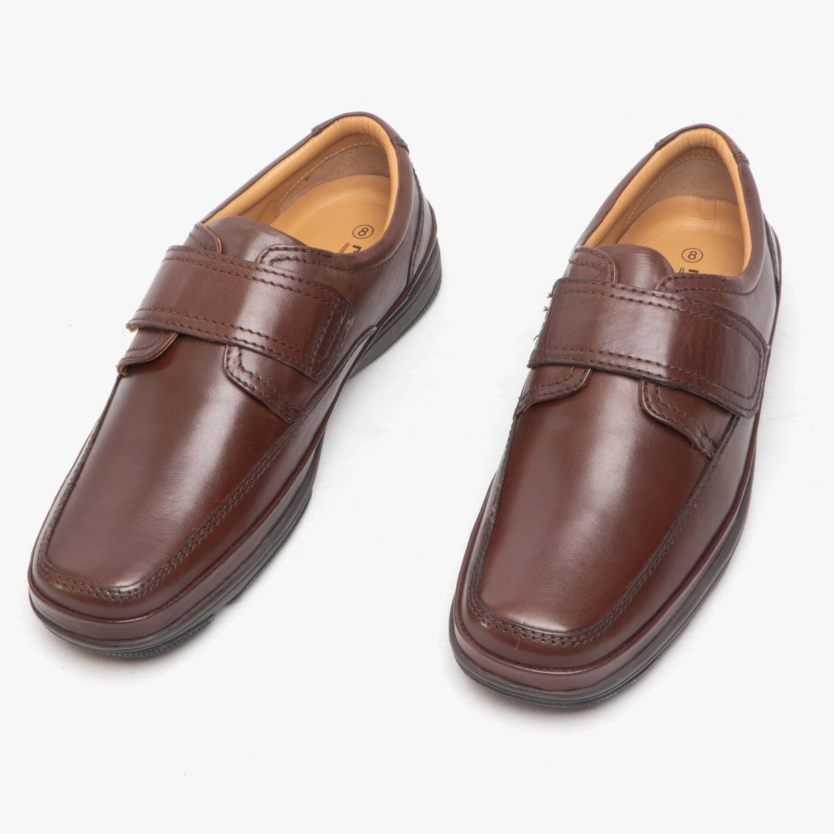 Roamers WALLACE Mens Burnished Leather Wide Fit Casual Shoes Brown