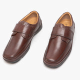 Roamers WALLACE Mens Burnished Leather Wide Fit Casual Shoes Brown