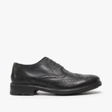 Roamers SILAS Mens Leather Brogue Lace Up Oxford Shoes Black