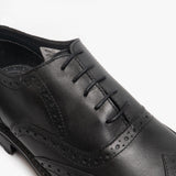 Roamers SILAS Mens Leather Brogue Lace Up Oxford Shoes Black