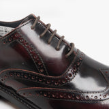 Roamers SILAS Mens Leather Brogue Lace Up Oxford Shoes Oxblood Hi-Shine