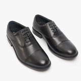 Roamers CLARK Mens Leather Fuller Fitting Capped Oxford Shoes Black