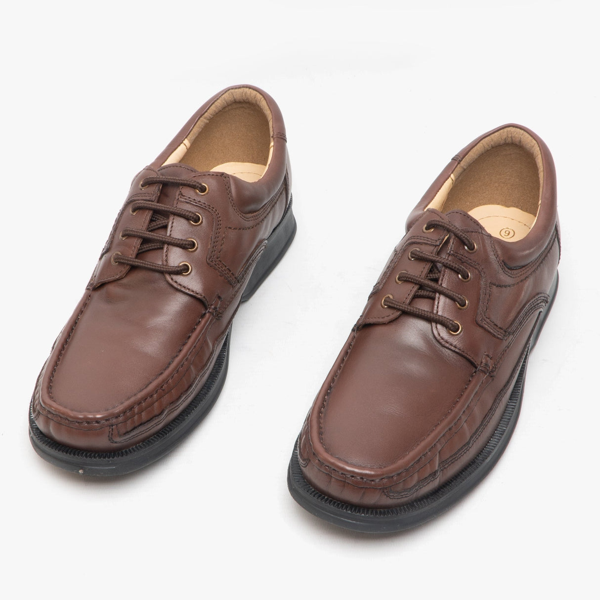 Roamers DYLAN Mens Leather Lace Up Apron Shoes Brown