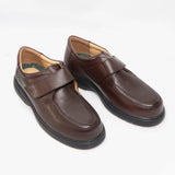 Roamers JADEN Mens Leather Wide E Fit Touch Fasten Shoes Brown