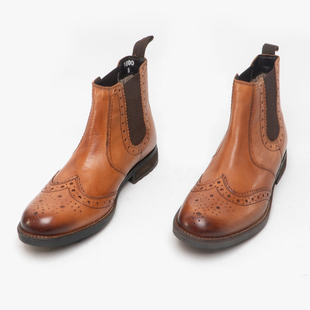 Roamers BILBAO Mens Chelsea Gusset Brogue Boots Tan