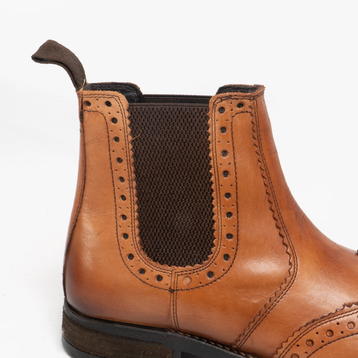 Roamers BILBAO Mens Chelsea Gusset Brogue Boots Tan