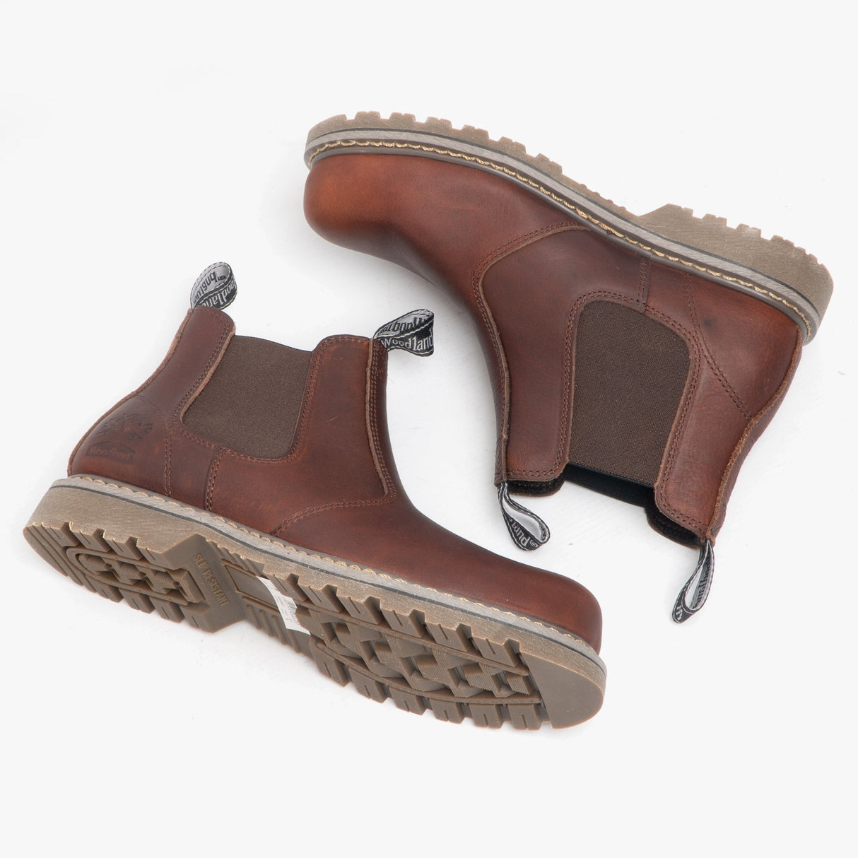 Woodland GABE Mens Leather Twin Gusset Chelsea Boots Dark Brown