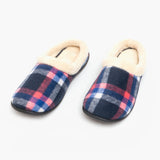 HOS Comfort SOPHIE Womens Teddy Lined Checked Mules Navy