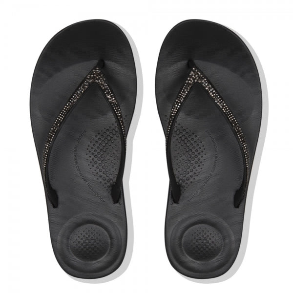 FitFlop IQUSHION SPARKLE Womens Flip Flops Black