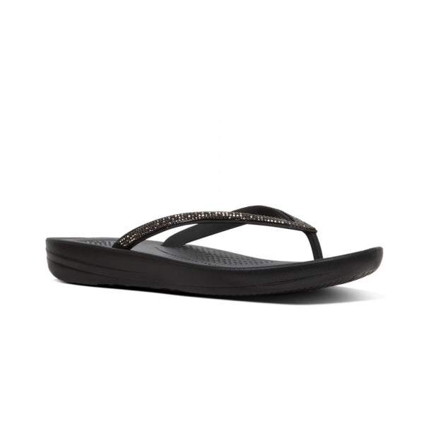 FitFlop IQUSHION SPARKLE Womens Flip Flops Black