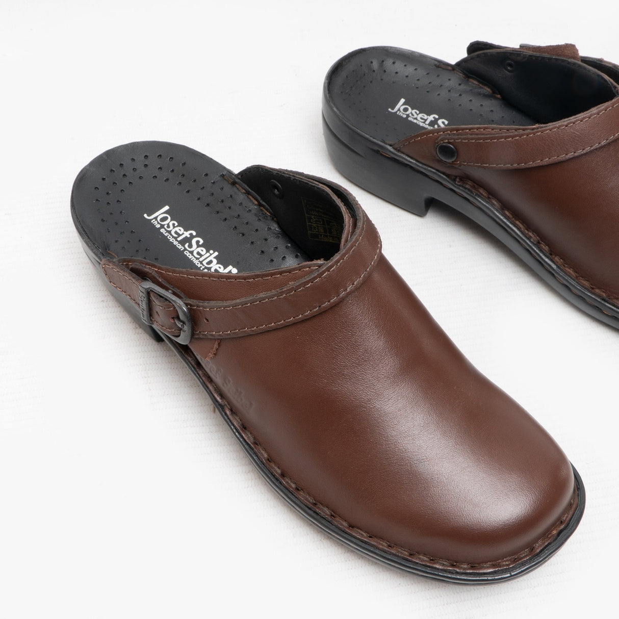 Josef Seibel BETSY Womens Leather Mule Clogs Brandy